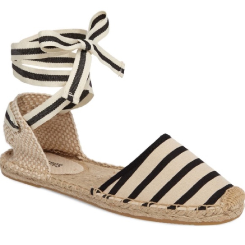 Soludos - Classic Black/Cream Striped Espadrilles
